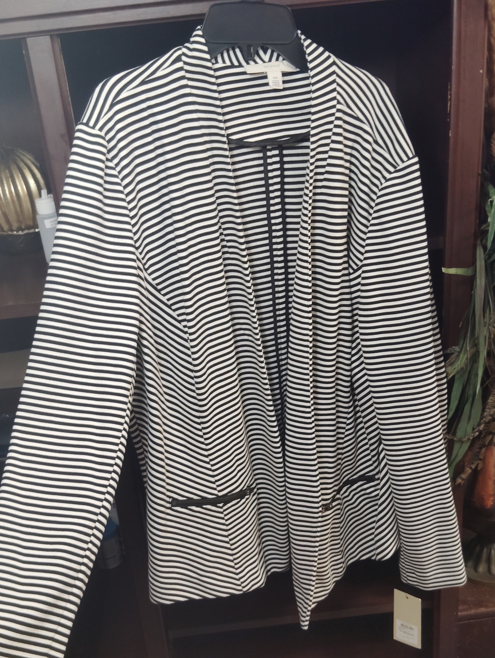 Sejour Black and White Striped Women's Sweater